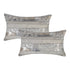 Set of Two 12" X 20" Gray and Silver Striped Cowhide Lumbar Throw Pillows with Glitter
